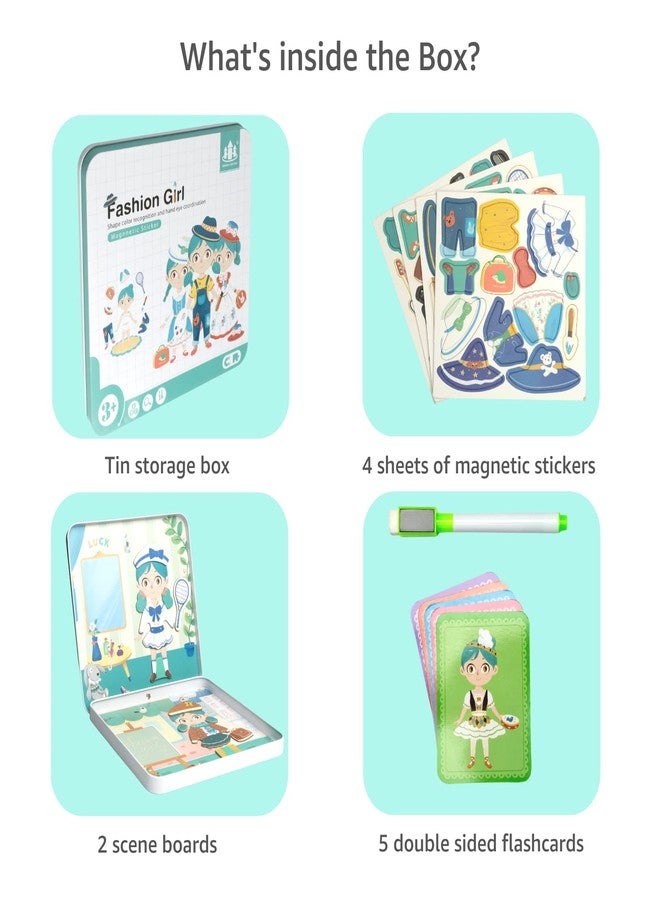 Cubelelo Fashion Girl Magnetic Sticker Puzzle | Fun 3D Attractive Colorful Stickers | Style & Accessorize Outfits | Promotes Creativity & Imagination In Children Kids Boys Girls - Image 2